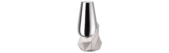VASE "GEODE" PLATINE, TITANIUM-PLATED H:27 CM - R10-14474-426159-26027