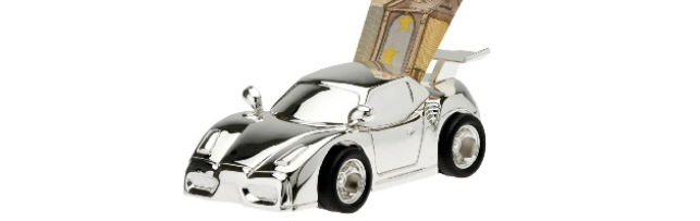 VARNISHED SILVER-PLATE CAR MONEY BOX - H0700602